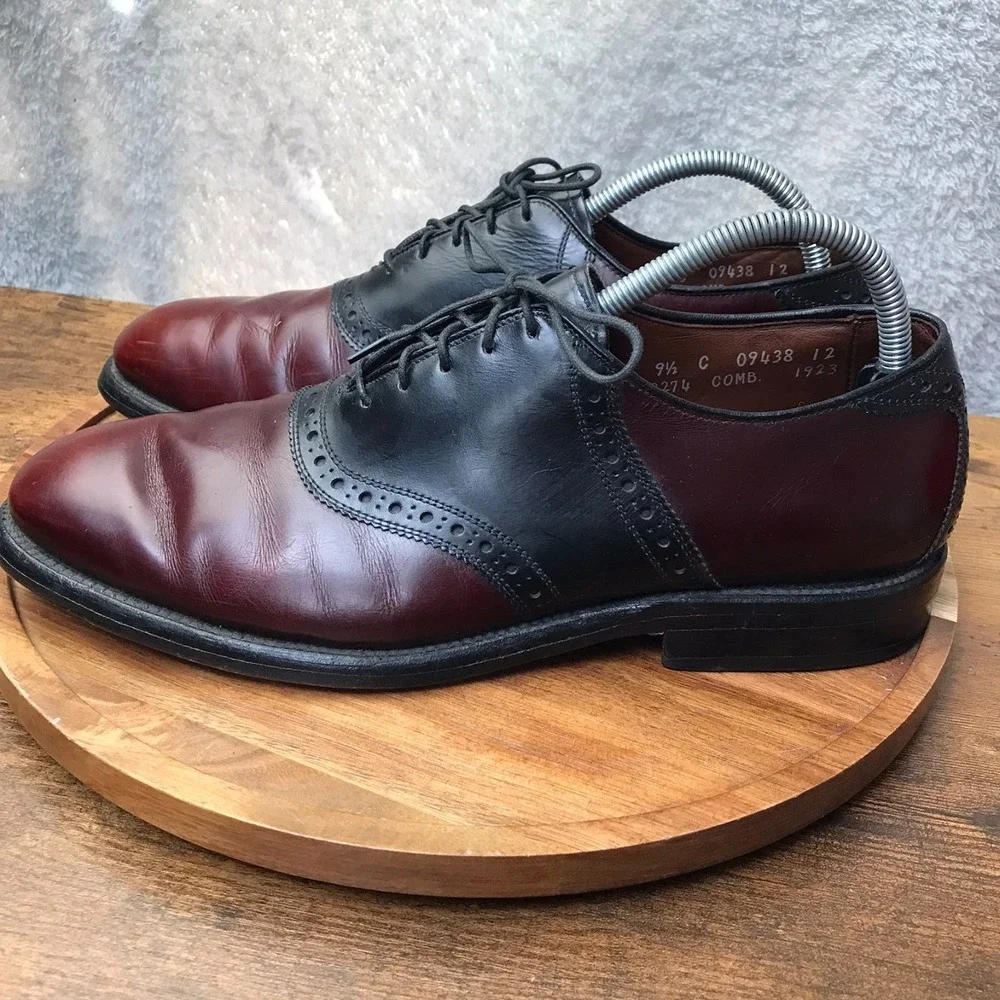 Allen Edmonds Polo Saddle Oxford‎ Dress Shoes Mens 9.5C Burgundy/Black *Flaws